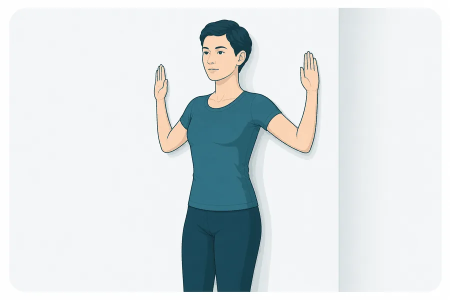 Schulterblatt-Gleiten an der Wand — Startposition